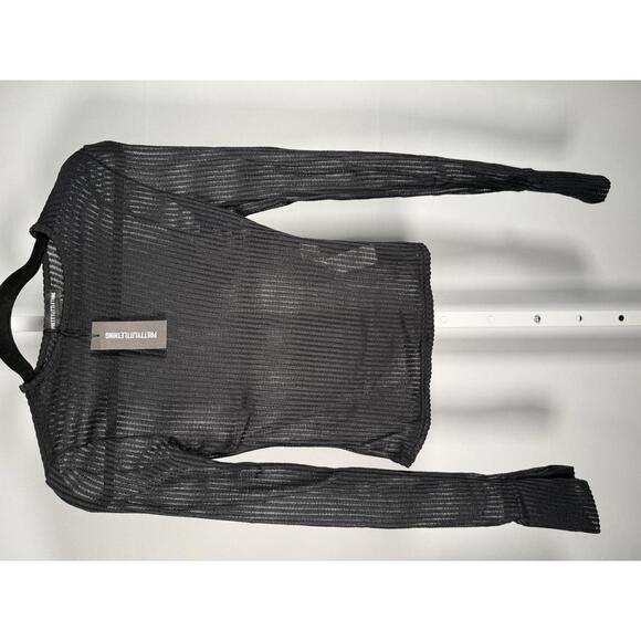 NWT Prettylittething Black Sheer Long Sleeve Top Size 4 - Picture 2 of 9